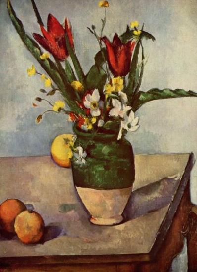Paul Cezanne Stilleben, Tulpen und apfel oil painting image